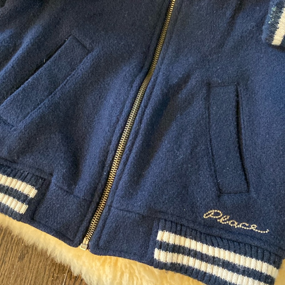 Children’s Place Wool Varsity Bomber Jacket Size Small (5/6) - Picture 6 of 7